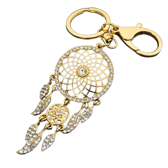 Llavero a Crochet para Hombre Bohemian Dream Catcher Atrapasueños Artesanal con Pluma y Tassel