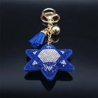 Llavero para Bolso Estrella de David Azul Cristal Turco - Amuleto de Protección Elegante