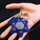 Llavero para Bolso Estrella de David Azul Cristal Turco - Amuleto de Protección Elegante