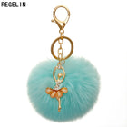 Llavero con Peluche de Conejito Bailarín - Pompón de Piel Sintética Suave, Regalo Elegante para Muje