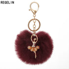 Llavero con Peluche de Conejito Bailarín - Pompón de Piel Sintética Suave, Regalo Elegante para Muje