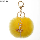 Llavero con Peluche de Conejito Bailarín - Pompón de Piel Sintética Suave, Regalo Elegante para Muje