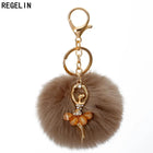 Llavero con Peluche de Conejito Bailarín - Pompón de Piel Sintética Suave, Regalo Elegante para Muje
