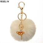 Llavero con Peluche de Conejito Bailarín - Pompón de Piel Sintética Suave, Regalo Elegante para Muje