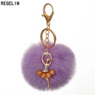 Llavero con Peluche de Conejito Bailarín - Pompón de Piel Sintética Suave, Regalo Elegante para Muje