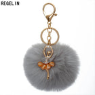 Llavero con Peluche de Conejito Bailarín - Pompón de Piel Sintética Suave, Regalo Elegante para Muje