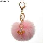 Llavero con Peluche de Conejito Bailarín - Pompón de Piel Sintética Suave, Regalo Elegante para Muje
