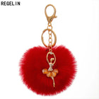 Llavero con Peluche de Conejito Bailarín - Pompón de Piel Sintética Suave, Regalo Elegante para Muje