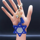 Llavero para Bolso Estrella de David Azul Cristal Turco - Amuleto de Protección Elegante