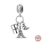 Llaveros Charms de Plata 925: Torre Eiffel, Coliseo, Arco del Triunfo - Luminosos y Elegantes