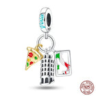 Llaveros Charms de Plata 925: Torre Eiffel, Coliseo, Arco del Triunfo - Luminosos y Elegantes