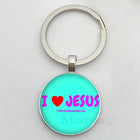 Llavero Coche I Love Jesus - Diseño Religioso con Vidrio Cabujón, Llavero para Coches Premium, Regal