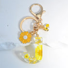 Llavero para moteros con inicial personalizada - Girasol amarillo fashion premium