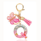 Bag Charm Personalizado: Llavero Letra Inicial Rosa con Colgante Mariposa - Accesorio Premium para B