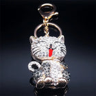 Llaveros Bonitos para Mujer - Llavero Gato Cartoon con Rhinestones Dorados, Regalo Elegante y Origin