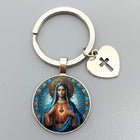 Llavero para Bolso Sagrado Corazón de Jesús y Virgen María - Joyería Religiosa Premium