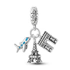 Llaveros Charms de Plata 925: Torre Eiffel, Coliseo, Arco del Triunfo - Luminosos y Elegantes