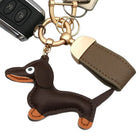 Llaveros Personalizados con Foto y Nombre - Perro Salchicha de Cuero para Llaves de Coche