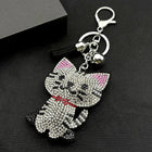 Llavero con Peluche de Gato Brillante - Colgante de Bolso con Cristales y Borla Negra para Mujer y H