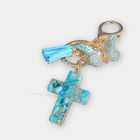 Bag Charm Cruz Mariposa Cristiano Llavero Resina Premium para Bolso Mochila