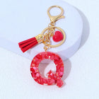 Charm para Bolsos Llavero Corazón Rojo Letras A-Z con Borlas, Colgante de Bolso Regalo para Mujer