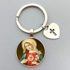 Llavero para Bolso Sagrado Corazón de Jesús y Virgen María - Joyería Religiosa Premium