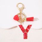 Llavero con Foto Personalizado: Inicial A-Z con Borla para Mujer, Regalo San Valentín
