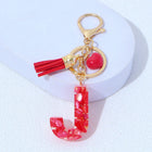 Charm para Bolsos Llavero Corazón Rojo Letras A-Z con Borlas, Colgante de Bolso Regalo para Mujer
