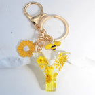 Llavero para moteros con inicial personalizada - Girasol amarillo fashion premium