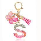 Bag Charm Personalizado: Llavero Letra Inicial Rosa con Colgante Mariposa - Accesorio Premium para B