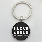 Llavero Coche I Love Jesus - Diseño Religioso con Vidrio Cabujón, Llavero para Coches Premium, Regal