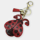 Bag Charm Llavero Mariquita Roja con Cristales y Borla - Charm para Bolsos Elegante y Brillante