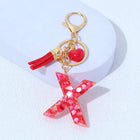Charm para Bolsos Llavero Corazón Rojo Letras A-Z con Borlas, Colgante de Bolso Regalo para Mujer