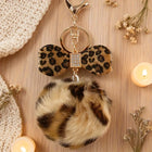 Llavero para Bolso de Pelo con Lazo Estampado Leopardo - Accesorio Premium