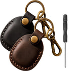 Llavero con AirTag de Cuero Genuino - Funda Protectora para Mascotas, Equipaje y Bolsos