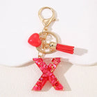 Llavero con Foto Personalizado: Inicial A-Z con Borla para Mujer, Regalo San Valentín