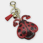 Bag Charm Llavero Mariquita Roja con Cristales y Borla - Charm para Bolsos Elegante y Brillante