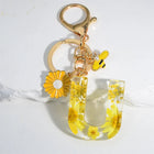 Llavero para moteros con inicial personalizada - Girasol amarillo fashion premium