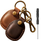 Llavero con AirTag de Cuero Genuino - Funda Protectora para Mascotas, Equipaje y Bolsos