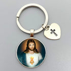 Llavero para Bolso Sagrado Corazón de Jesús y Virgen María - Joyería Religiosa Premium