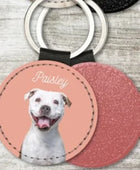 Llavero con Foto Personalizado para Mascotas - Perro Gato Retrato Nombre Cuero Recuerdo Premium