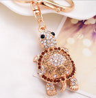 Llavero con Peluche de Tortuga Marina - Cristal Rhinestone y Metal, Diseño Marino para Bolso y Llave