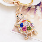 Llavero con Peluche de Tortuga Marina - Cristal Rhinestone y Metal, Diseño Marino para Bolso y Llave