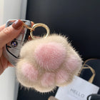 Llaveros Originales para Coche - Pompón de Piel de Vison, Diseño de Pata de Gato, Regalo Elegante pa
