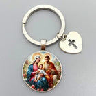 Llavero para Bolso Sagrado Corazón de Jesús y Virgen María - Joyería Religiosa Premium