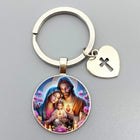 Llavero para Bolso Sagrado Corazón de Jesús y Virgen María - Joyería Religiosa Premium