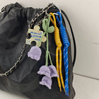 Llavero a Crochet Paso a Paso - Sonrisa Estrella Luna Sol - Colgante de Bolso Artesanal Azul y Amari