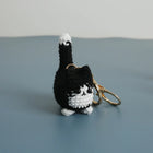 Llavero con peluche de gatito tejido a mano - Muñeco sonriente de crochet, llavero de punto, serie d