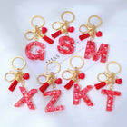 Charm para Bolsos Llavero Corazón Rojo Letras A-Z con Borlas, Colgante de Bolso Regalo para Mujer