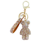 Llavero Llaves Coche de Oso con Pedrería - Llavero Elegante para Pareja, Llavero Decorativo para Bol